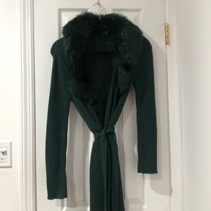 Faux fur lined cardigan
